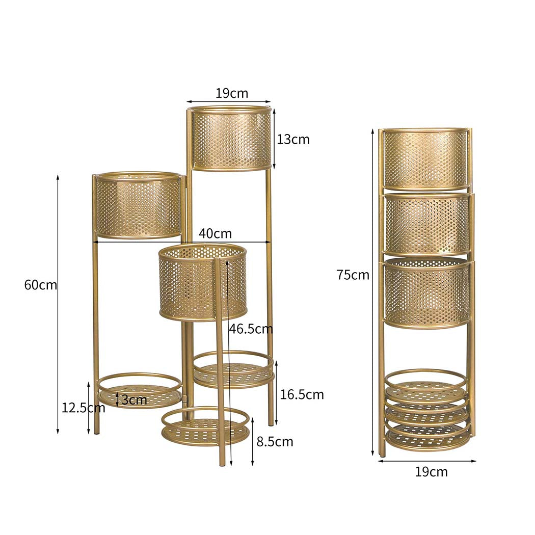 Levede 6 Tier Plant Stand Swivel Outdoor Gold-1910112296051544066