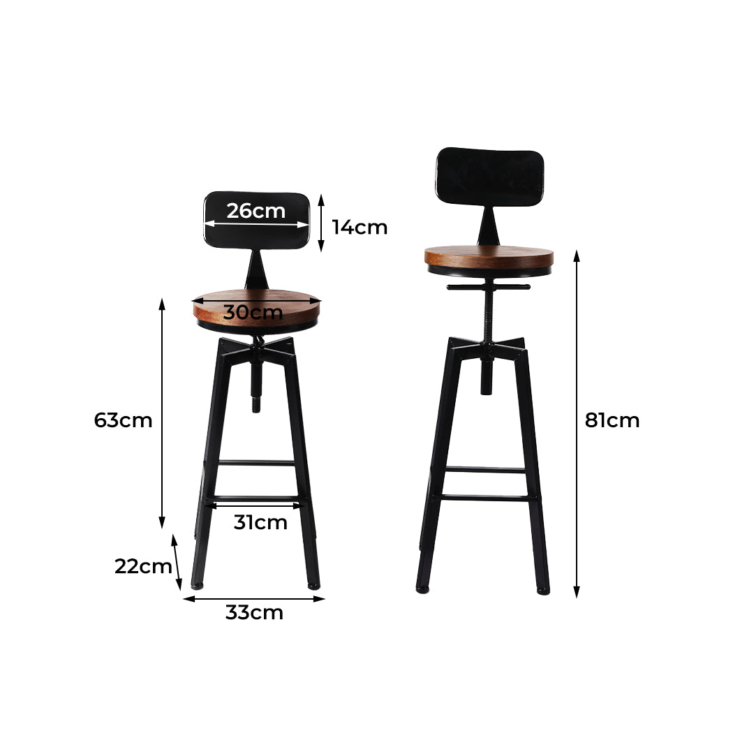 Levede 2x Bar Stool Kitchen Wooden Metal-1954802948454354946