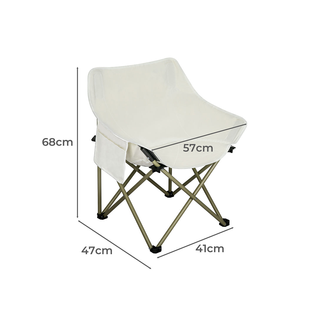 Levede Folding Camping Moon Chair Lightweight Beige-1954802887318179842