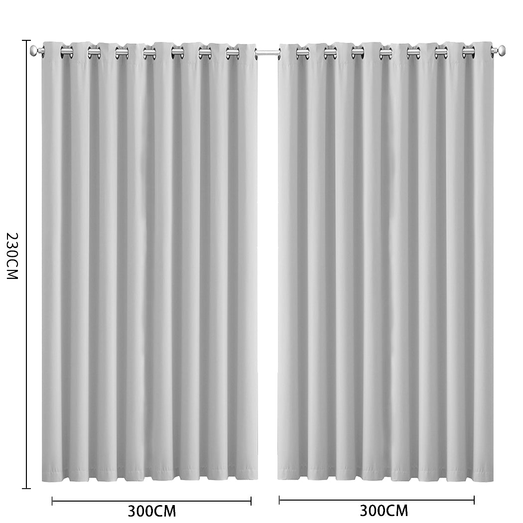 2x Blockout Curtains Panels 3 Layers Grey CD1003-300X230-GY-1910113275840958466