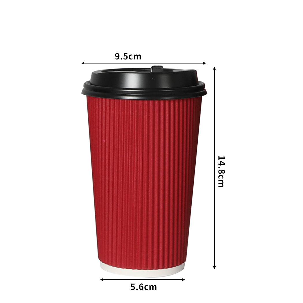 50 Pcs 16oz Disposable Takeaway Coffee Red-1954802897485172738