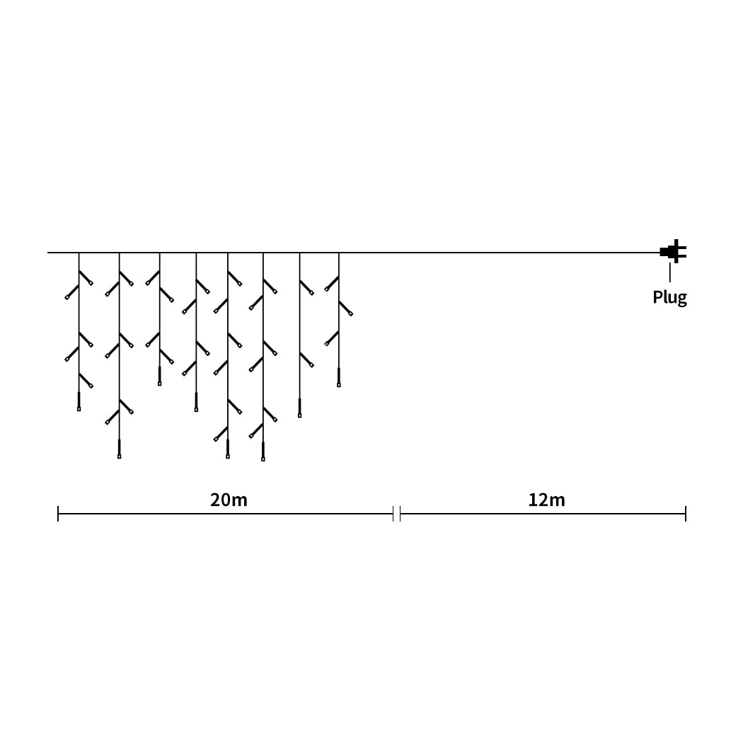 800 LED Curtain Fairy String Lights Warm White-1910113305943478274