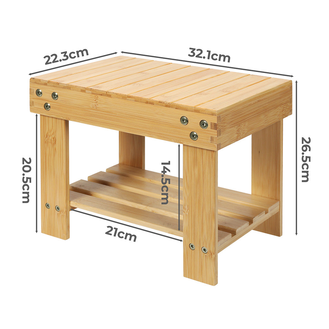 Levede Bamboo Step Stool Non-Slip Foot Storage Chair-1973193592314925058