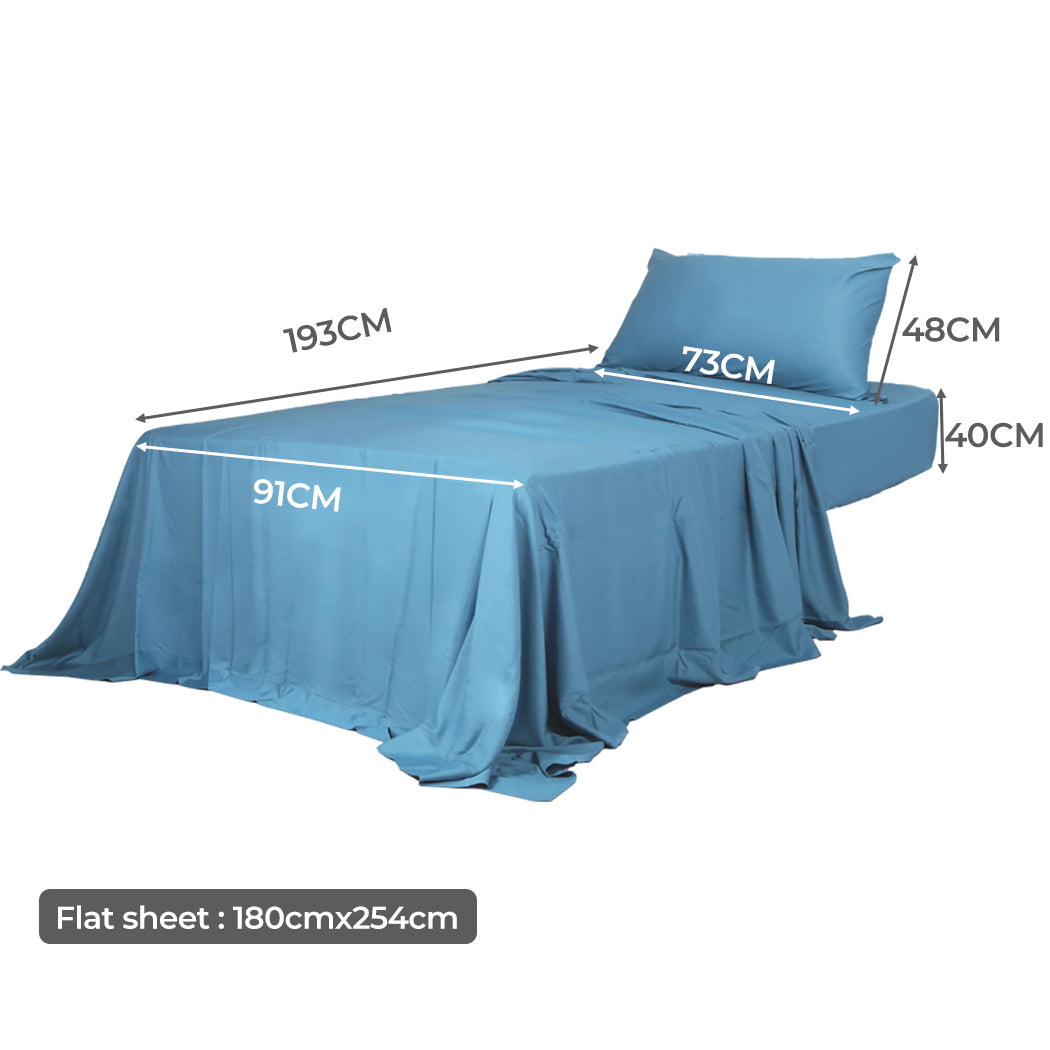 Dreamz 3pcs Sinigle Size 100% Bamboo Bed Sheet Set in Blue Colour Single-1954802921191378946