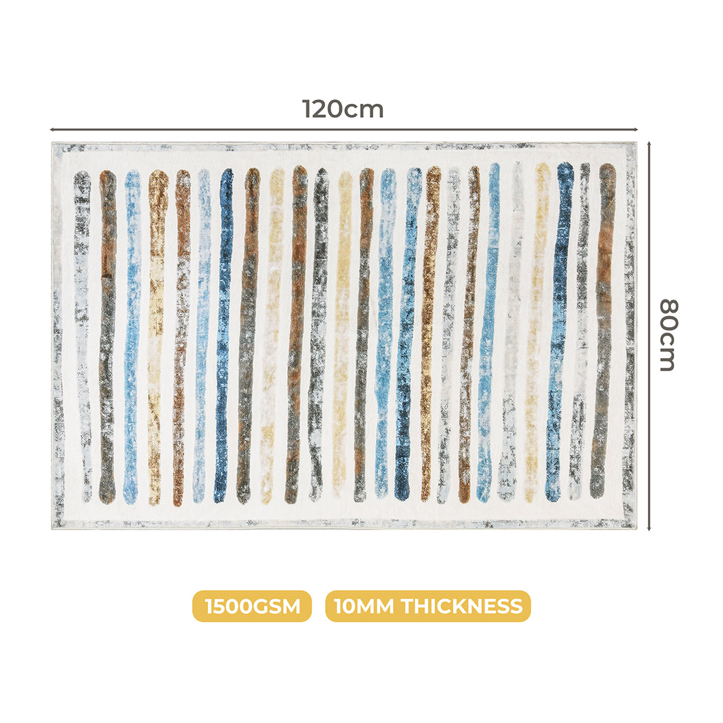 Marlow Floor Rug Short Pile Washable Carpet Soft Plush Non Slip Stripe 80x120-1954802390309933058