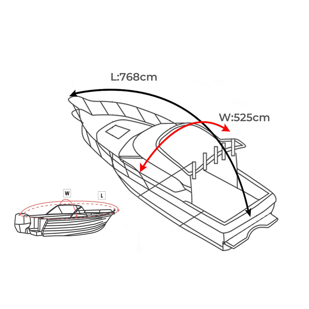 Boat Cover 19 FT Trailerable Weatherproof Black 19FT-1919892918374633474