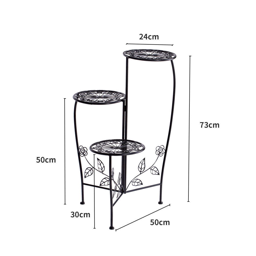 2X Wrought Iron Outdoor Indoor Flower Black 2 Pack-1954802661572349954