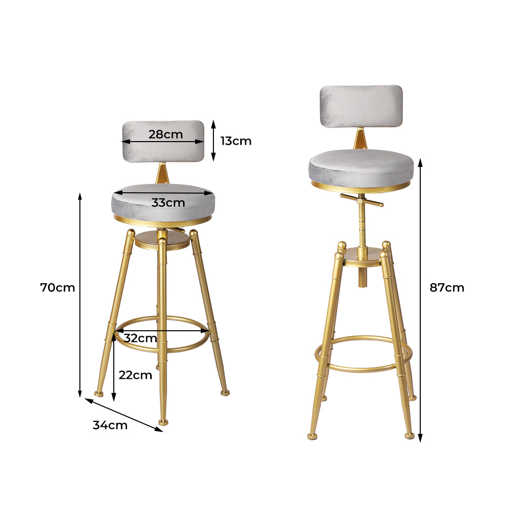 Levede 1x Bar Stools Kitchen Stool Chair Grey-1954802951079989250