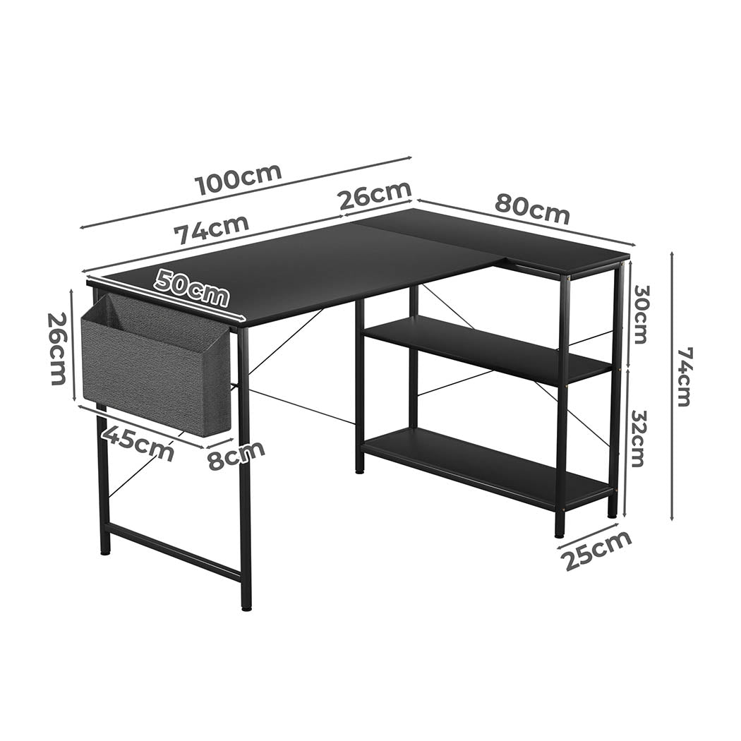 Levede L Shaped Computer Desk Corner Desk Black-1954802381711609858