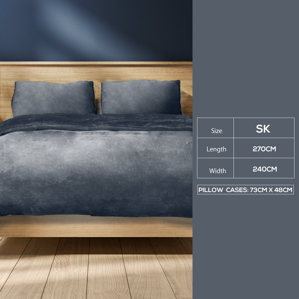 Quilt Cover Bedding set Flannel Super Dark Grey Super King-1910113193636794370