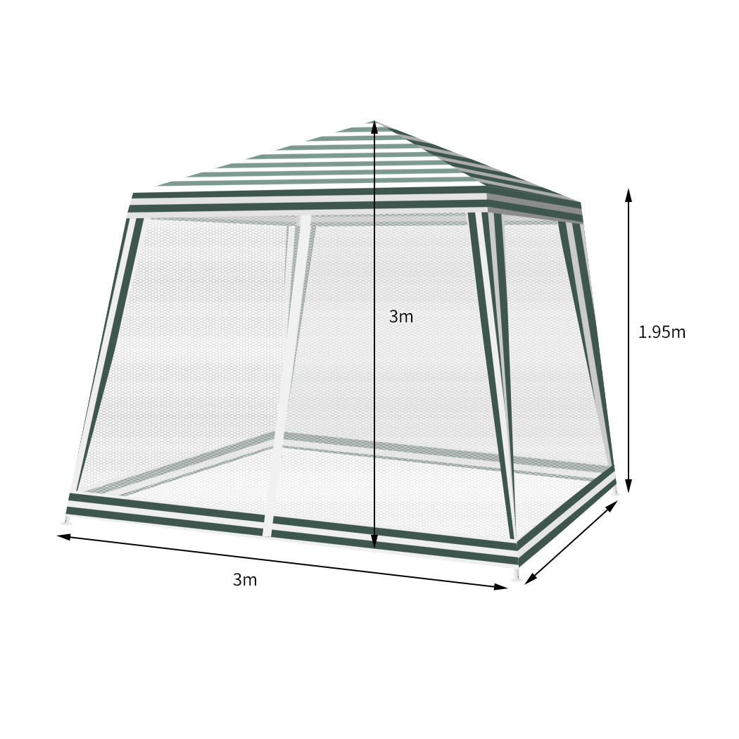 Mountview Gazebo Marquee 3x3m Mesh Side-1910112594954424322