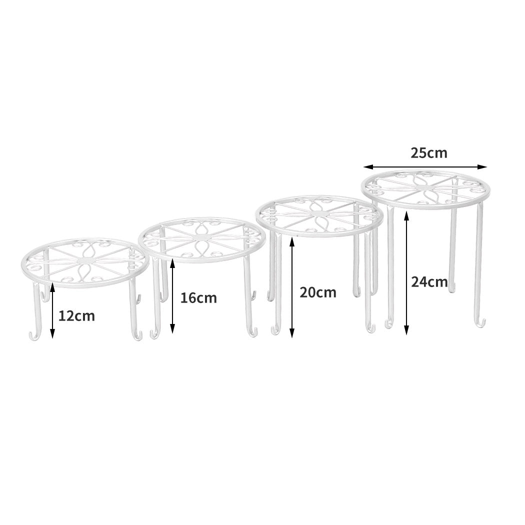 4 x Levede Metal Plant Stand Outdoor White-1910112294310907906