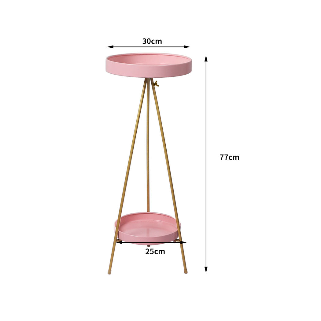 Levede Plant Stand 2 Tiers Outdoor Indoor Pink Gold Large-1910112302884065282