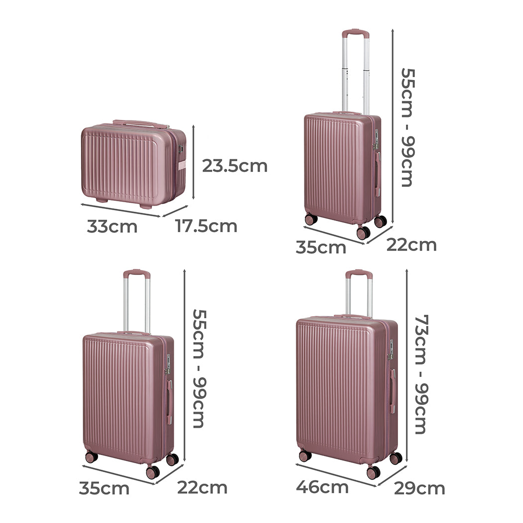 Slimbridge Luggage Suitcase Trolley Rose gold 4pc 14"+20"+24"+28"-1954802820972679170