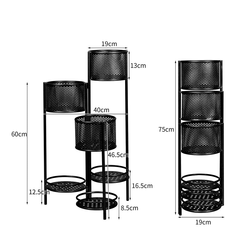 Levede 6 Tier Plant Stand Swivel Outdoor Black-1910112295841828866