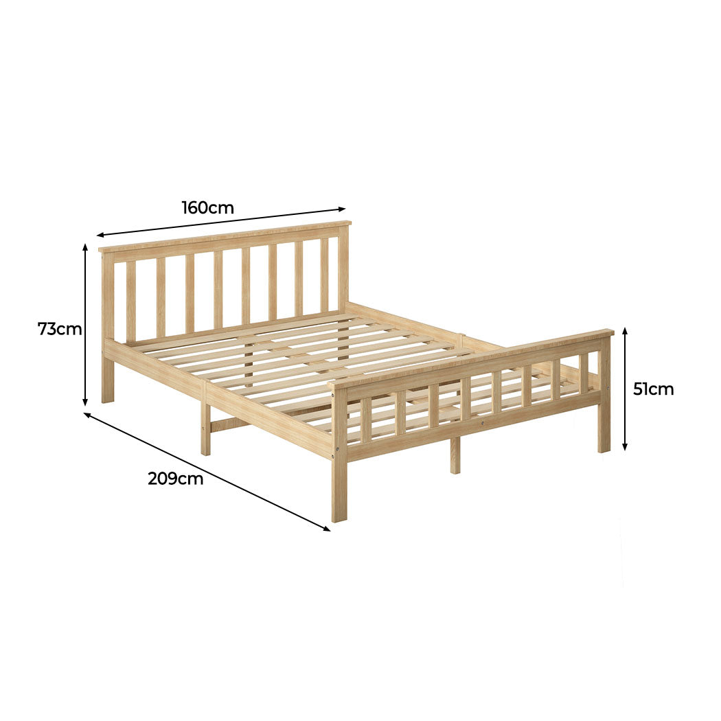 Levede Wooden Bed Frame Queen Size Mattress Natural-1954802925381488642