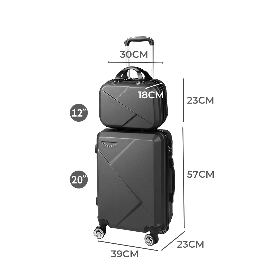 Slimbridge 2pcs 20"Travel Luggage Set Dark Grey-1954802807936782338