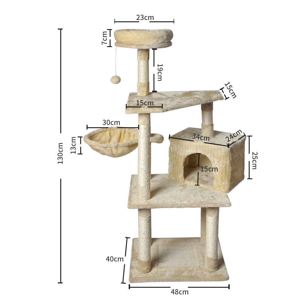 PaWz Cat Tree Toy Scratching Post Scratcher Beige-1954802766308315138