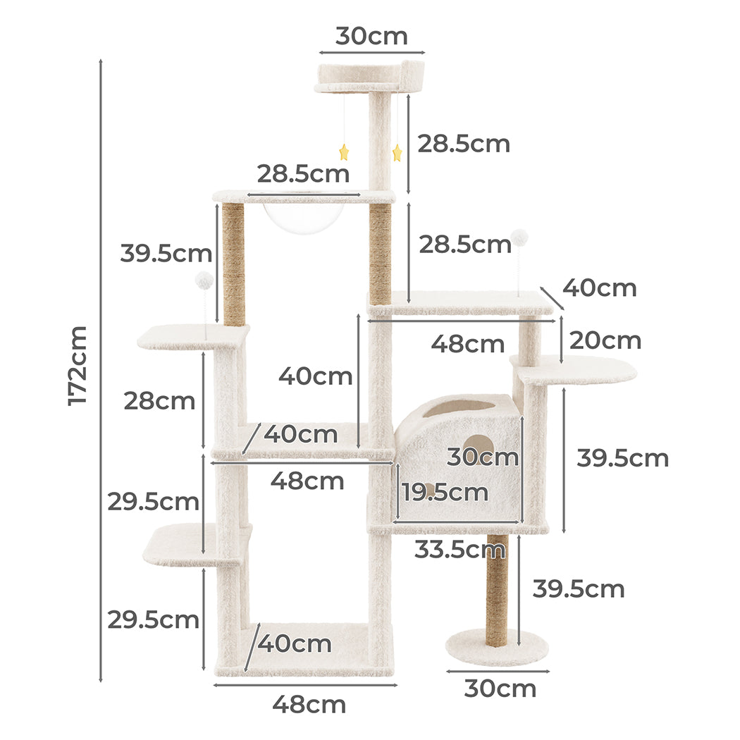 Pawz Cat Tree Tower Large Scratcher Condo House 172cm-1954802481036922882