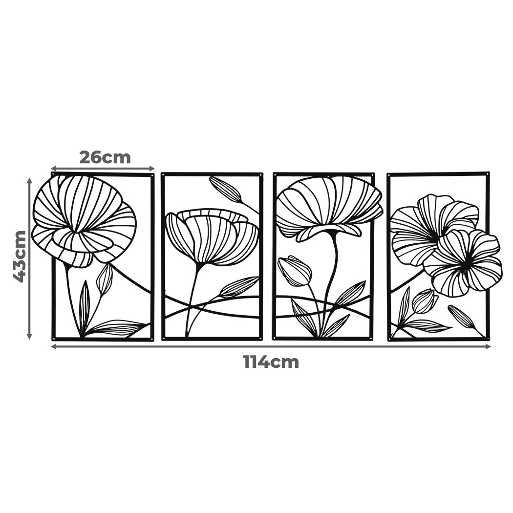 Yezi Metal Wall Art 4Pcs Floral Minimalist Line Decor-1954802471260000258