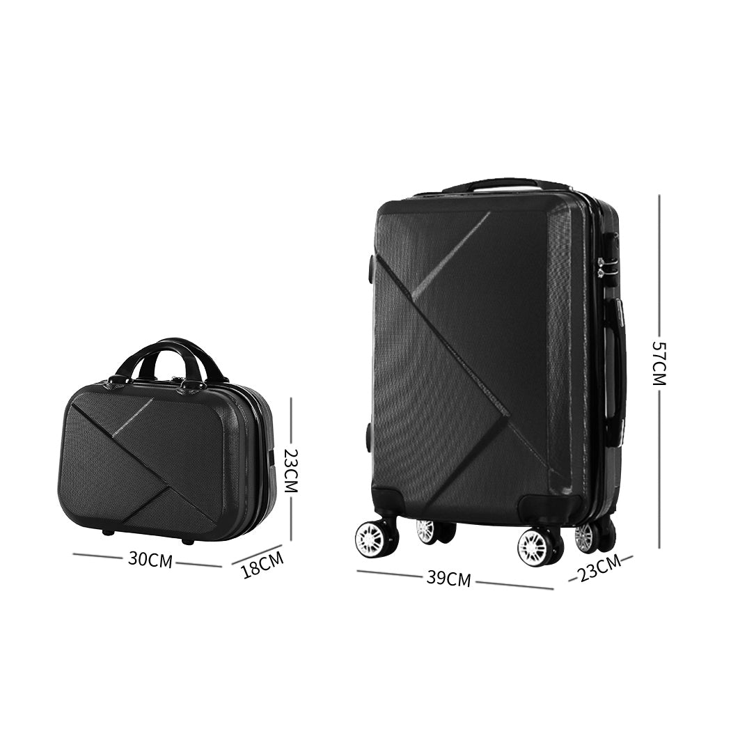 Slimbridge 2pcs 20"Travel Luggage Set Black-1954802807672541186