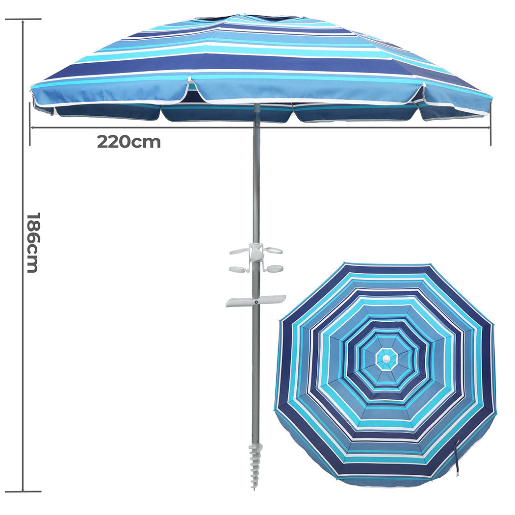 Mountview 2.2M Outdoor Beach Umbrellas Sand Blue-1954802439291015170