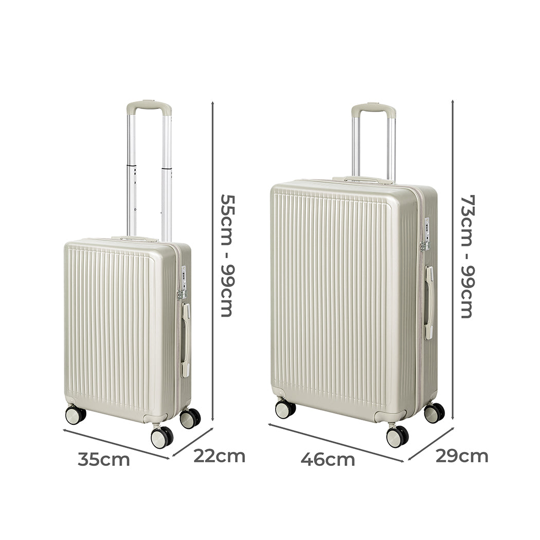 Slimbridge Luggage Suitcase Trolley White 2pc 20"+28"-1910112844922359810