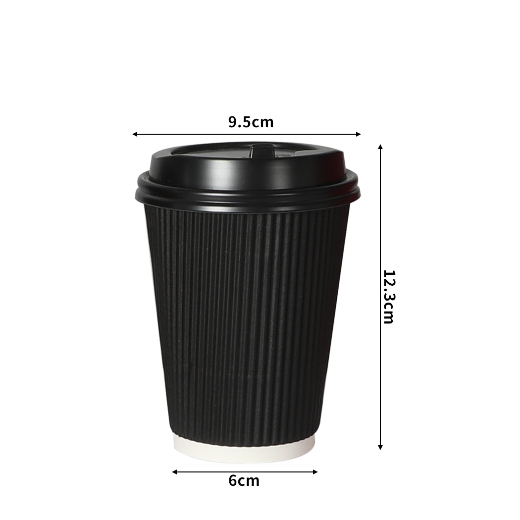 1000 Pcs 12oz Disposable Takeaway Coffee Black-1910113172673662978