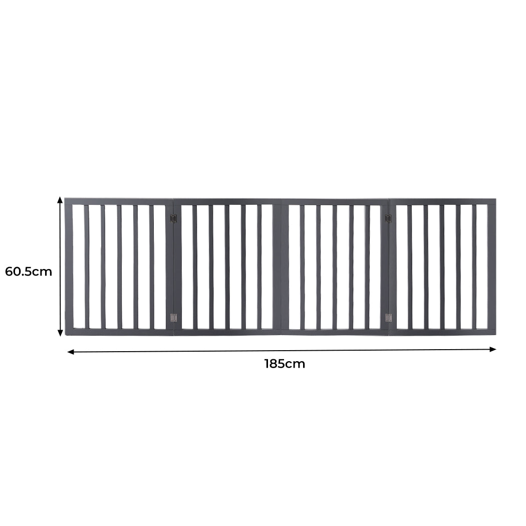 Wooden Pet Gate Dog Fence Retractable Grey 600x 3MM-1954802529044926466