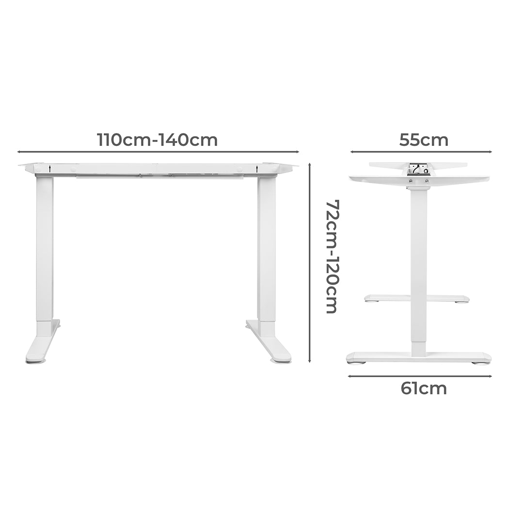 Levede Motorised Standing Desk Frame White Dual Motor-1919892877002018817