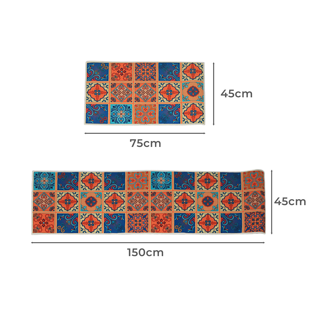 Marlow 2x Kitchen Mat Floor Rugs Area 45x150cm-1910113065345617922