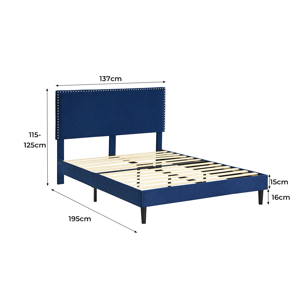 Levede Bed Frame Double Size Mattress Blue-1910113208182640642