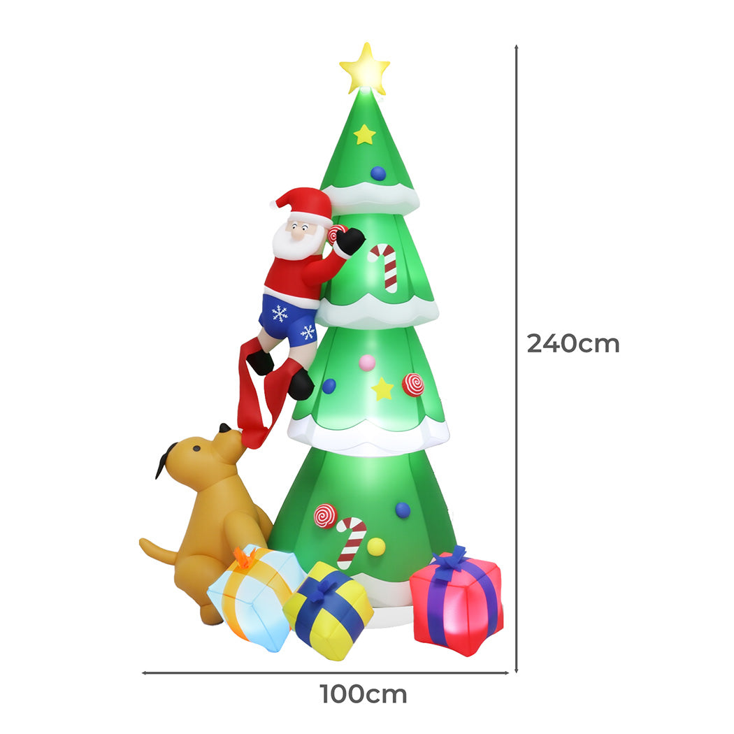 Santaco Inflatable Christmas 2.4M Xmas Tree Santa Claus-1973194174362685442