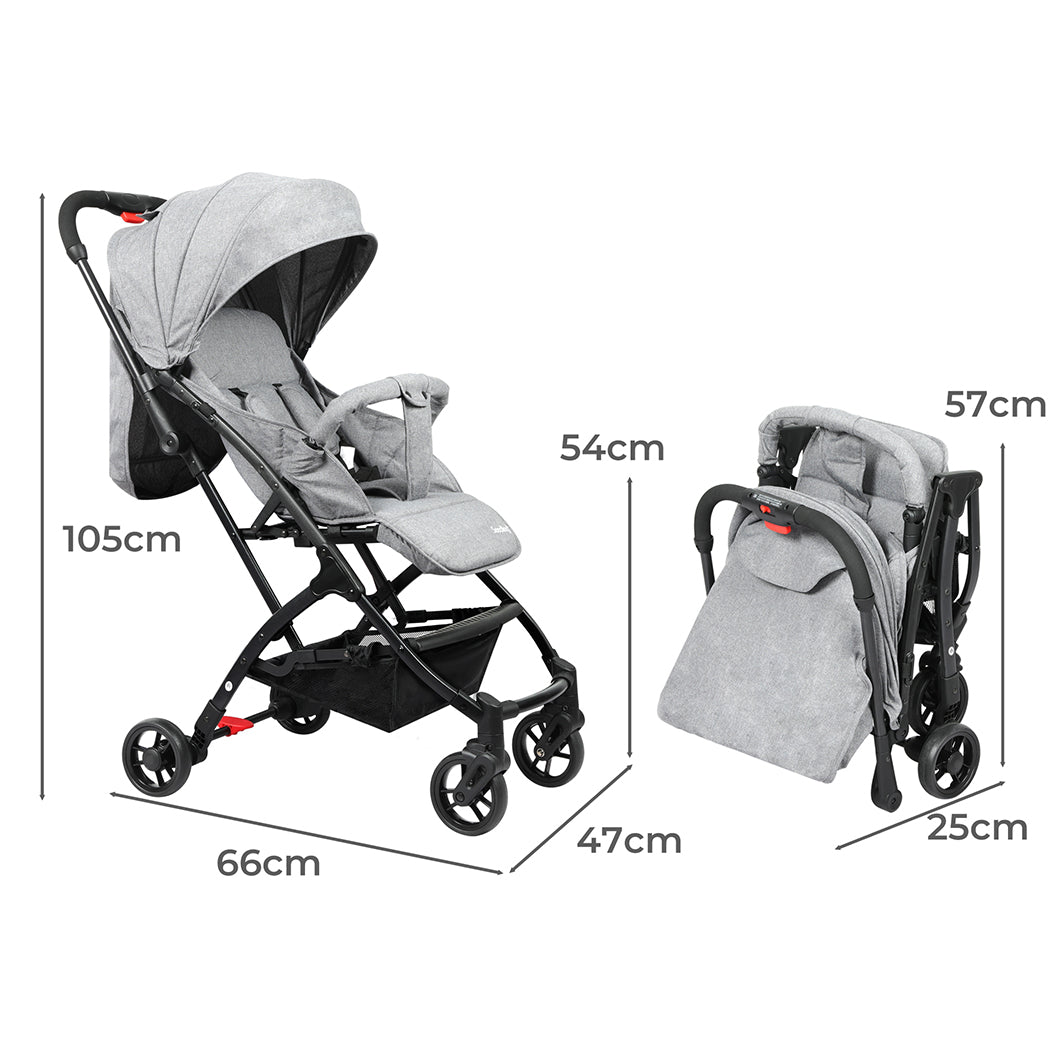 BoPeep Baby Stroller Travel Pram Push Grey-1919892903786844162