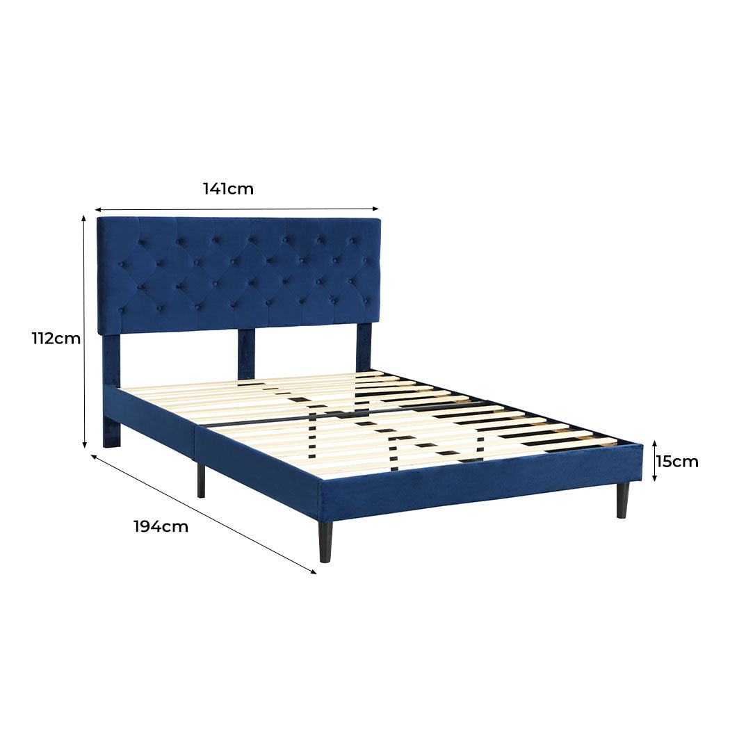 Levede Bed Frame Double Size Mattress Blue-1954802929831645186
