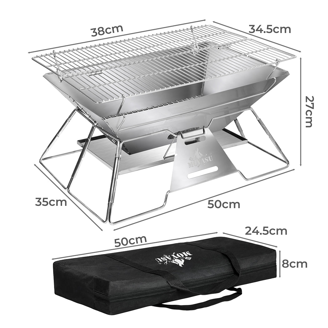 Levede Portable Folding BBQ Charcoal Grill Silver-1954802457573986306