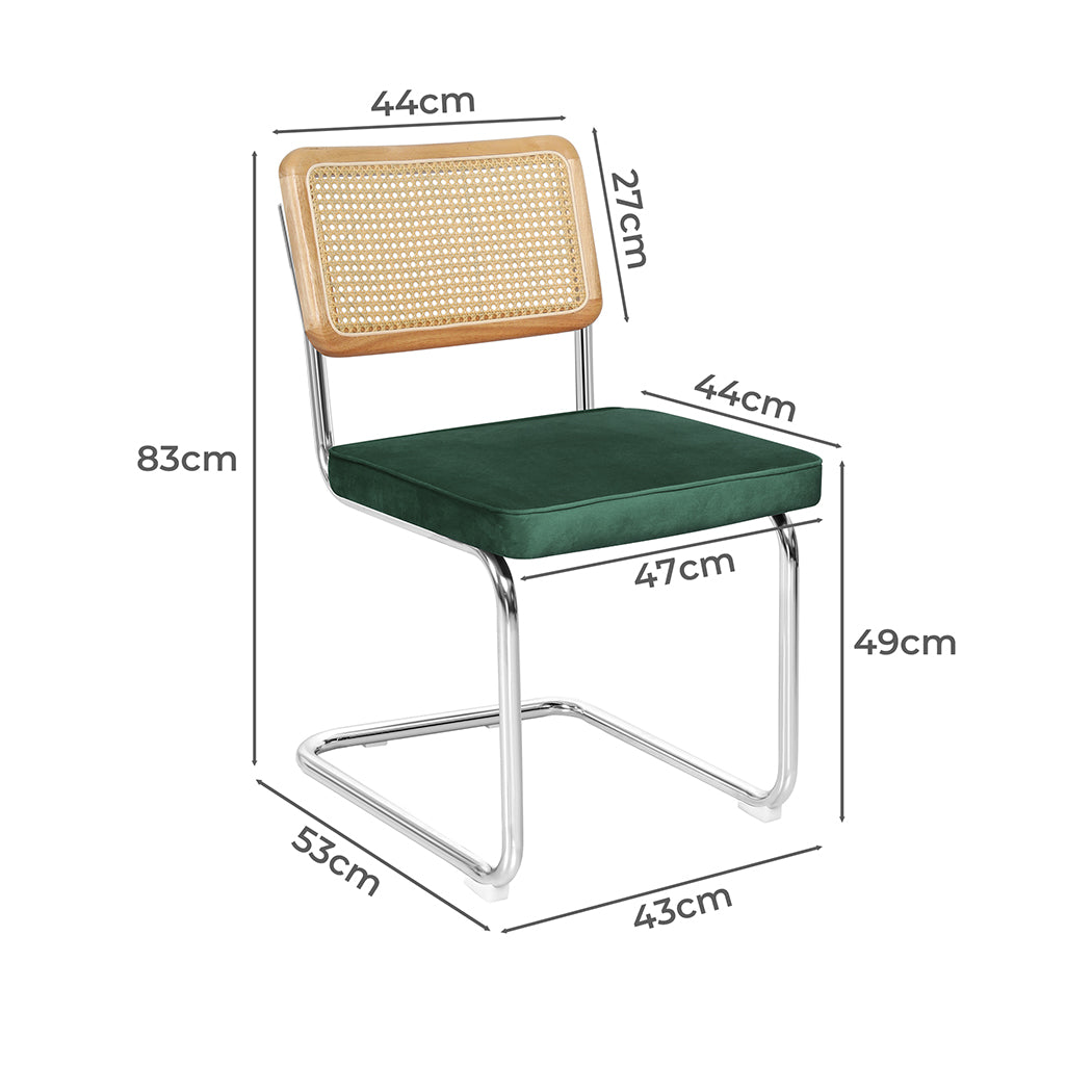 Levede 2xRattan Chair Dining Chairs Green-1954802996143591426