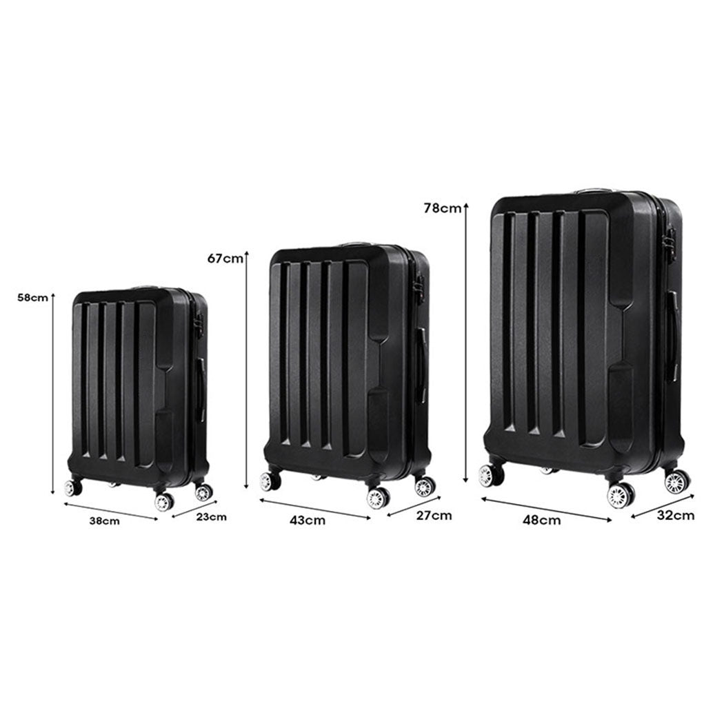 Slimbridge 20"24"28" 3PC Luggage Sets Black-1954802803767644162