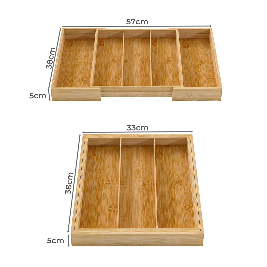 Toque Bamboo Expandable Kitchen Drawer Organizer Storage-1973193600950996994