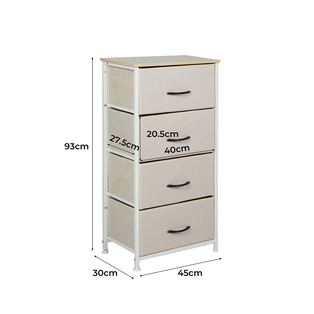 Levede Storage Cabinet Tower Chest Beige-1954802983011225602