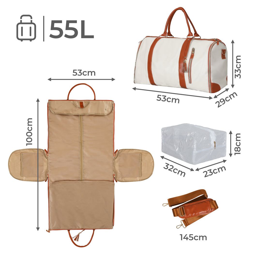 Slimbridge Garment Bags Hanging Suit Duffel Bag Beige-1954802452071059458