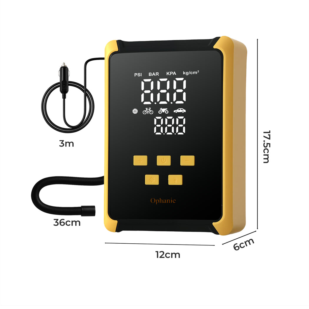 Manan 12V 150PSI Portable Tire Inflator with LED Light-1973194186740076546