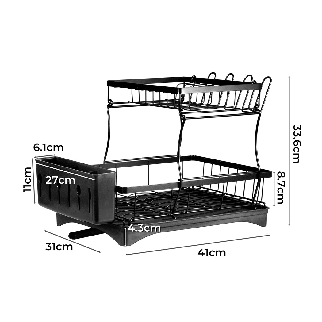 TOQUE Detachable Dish Drying Rack Cutlery Black-1954802793315438594
