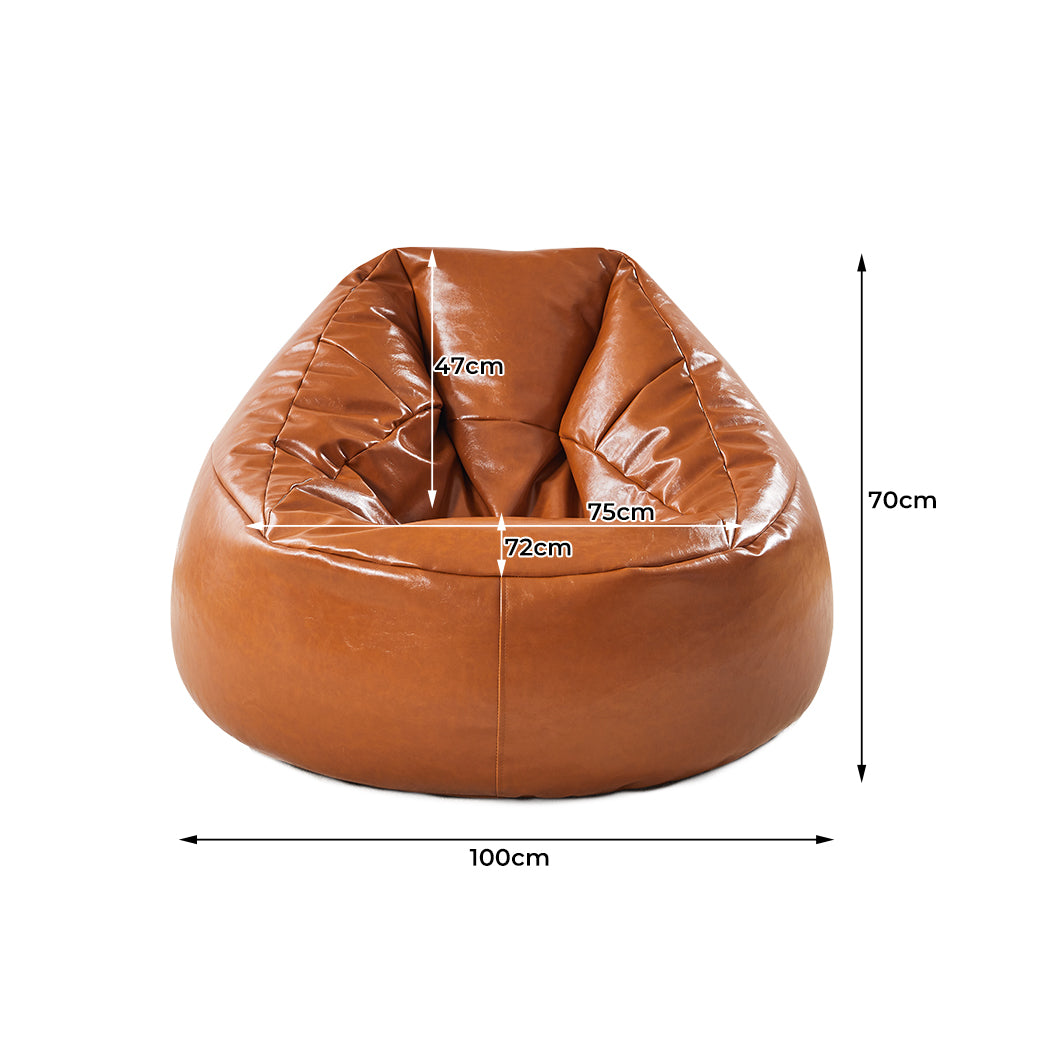 Marlow Bean Bag Chair Cover PU Couch Tan-1973194022012981250