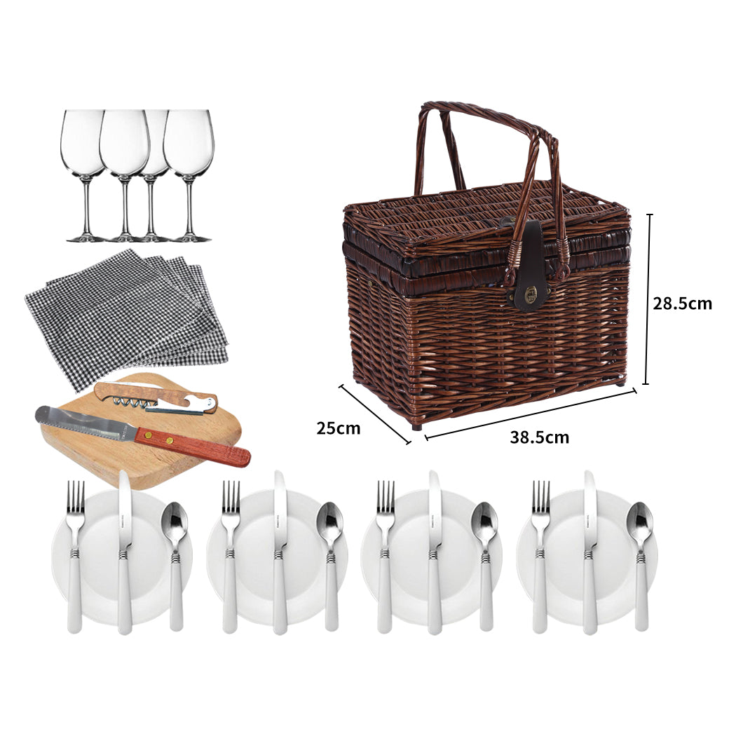 4 Person Picnic Basket Set Outdoor Baskets-1954802901683671042