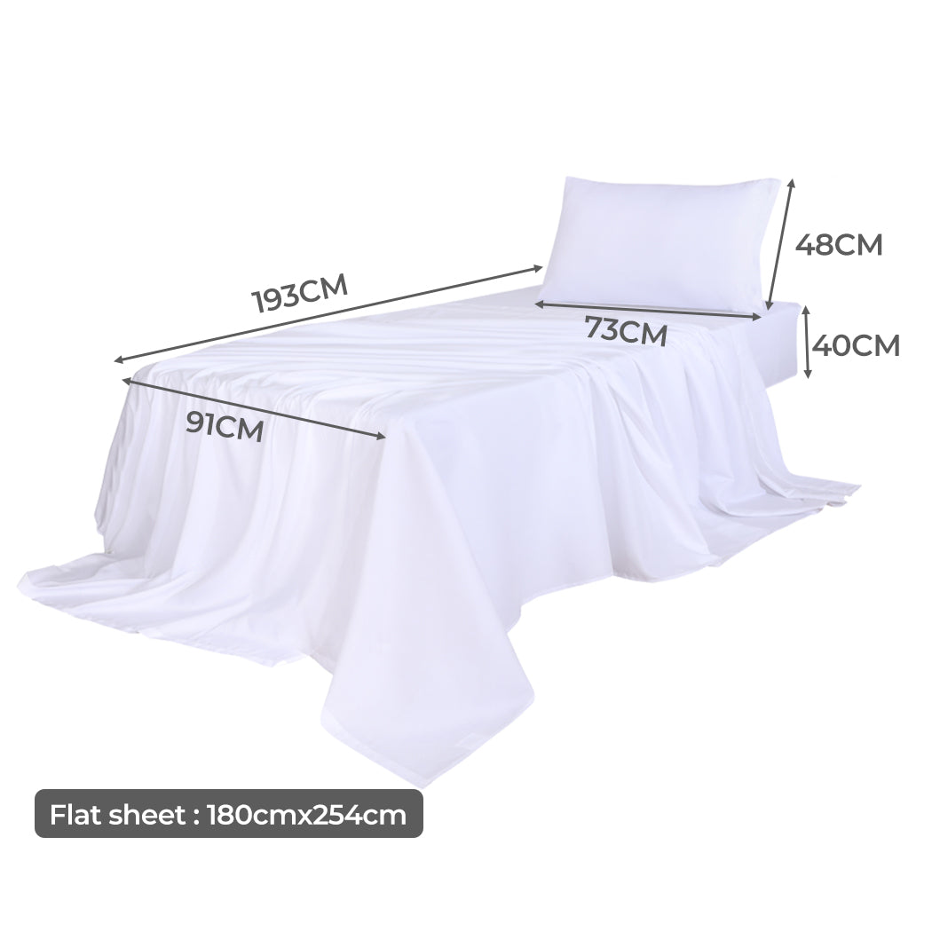 Dreamz 3pcs Sinigle Size 100% Bamboo Bed Sheet Set in White Colour Single-1954802921774387202