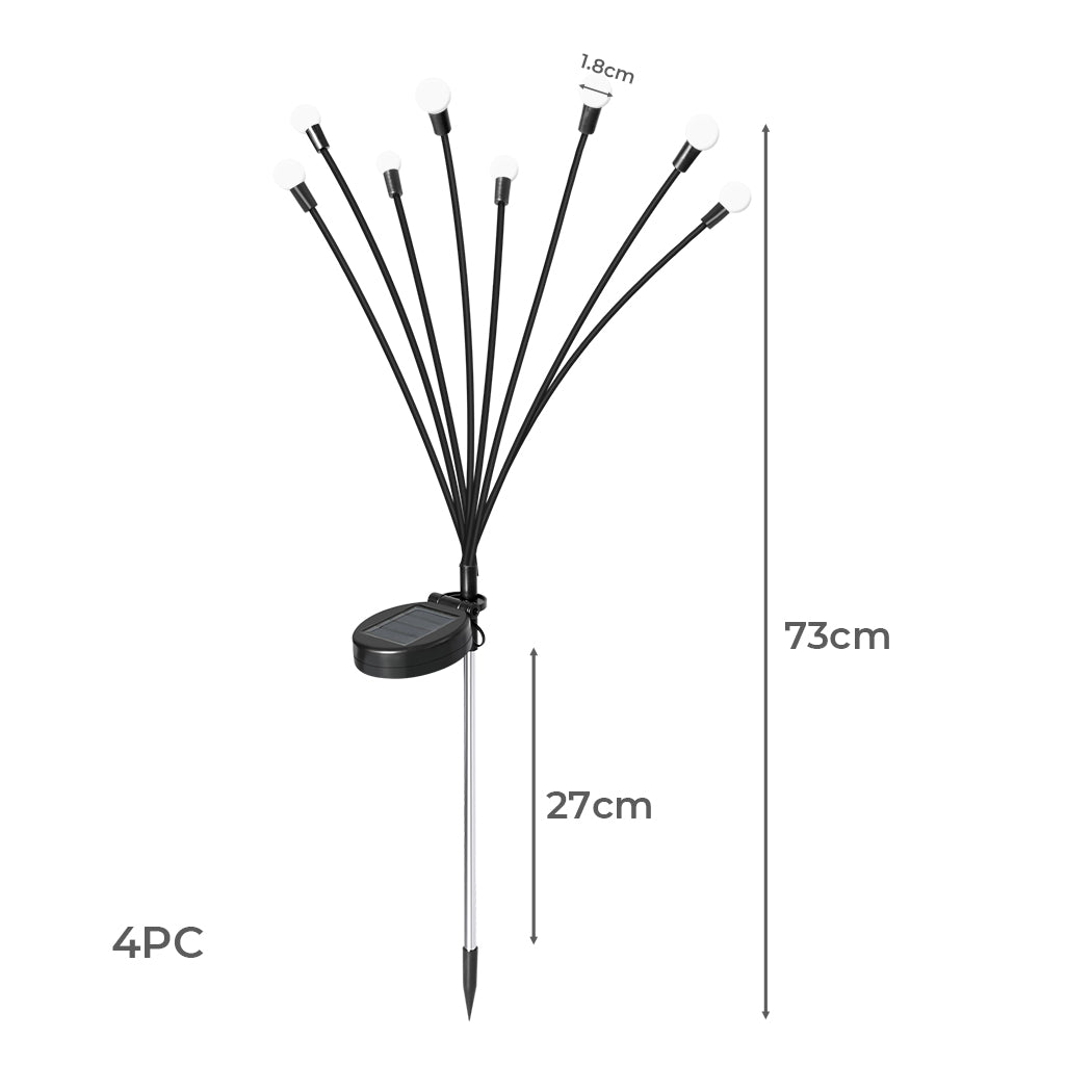 Firfly Solar Lawn Lights 8LED 4PC Outdoor Black-1954802836537741314