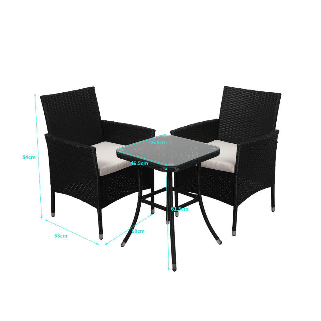 Levede 3 Pcs Outdoor Furniture Setting-1919892871188713474