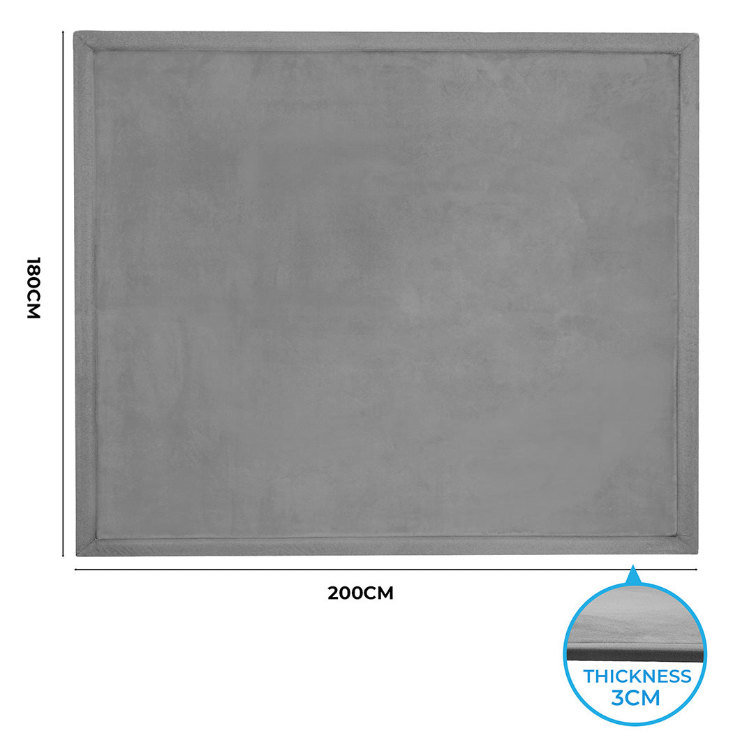 Marlow Coral Velvet Area Rugs Large Mat 180x200cm Grey-1954802462355492866