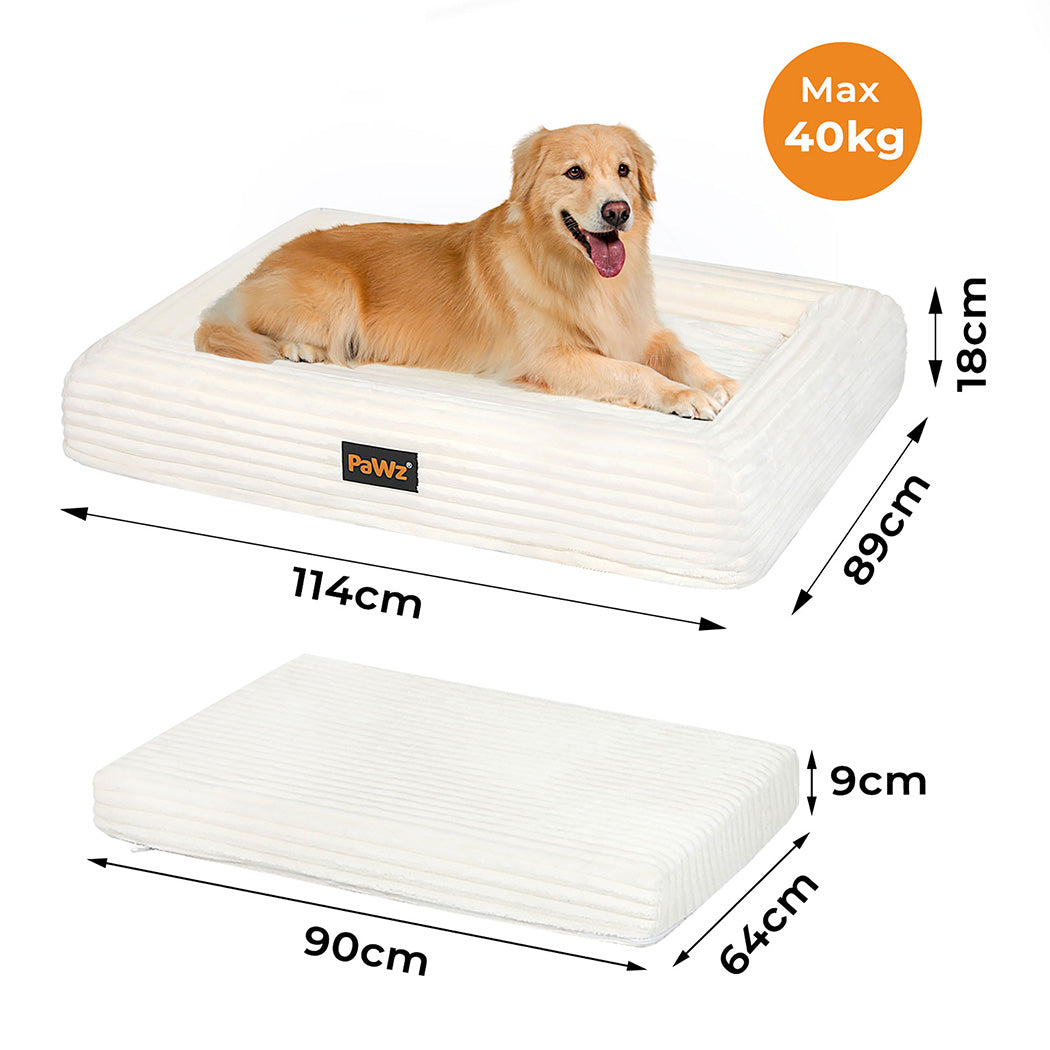Pawz XXL Size Orthopedic Dog Bed with Corduroy Removable Cover Waterproof Washable Beige-1973193548631248898